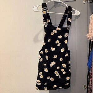 Floral Black Daisy Romper Overall Skirt!